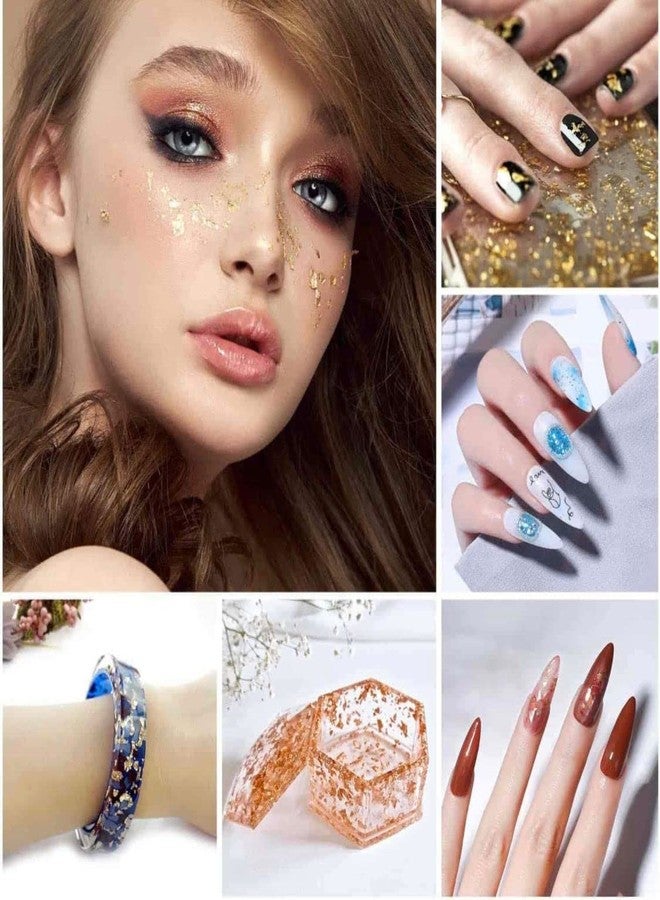 GSWC Gold & Silver Foil Flakes for Resin Jewelry Making, Acrylic Painting, Nail Art, Sticky Clay, Photo Frame, Arts - 3g (Gold) - Image 2